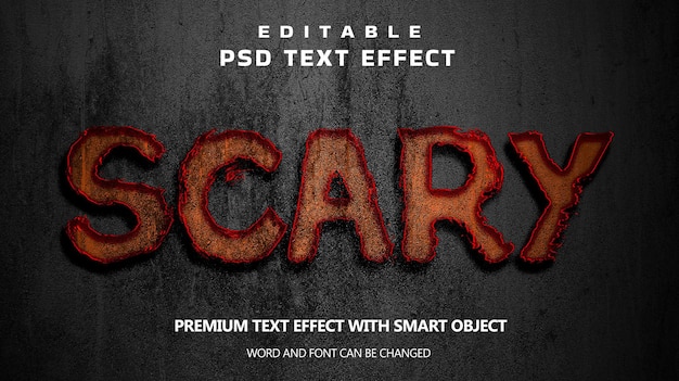 Premium PSD | Editable text effect scary cement texture background.