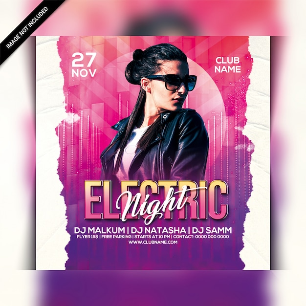  Electric night party flyer template