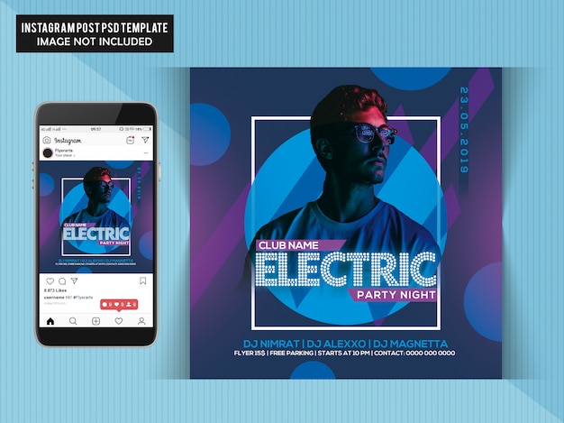 Premium PSD | Electric party night flyer