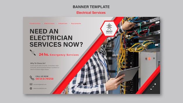 Free PSD | Electrical services horizontal banner design