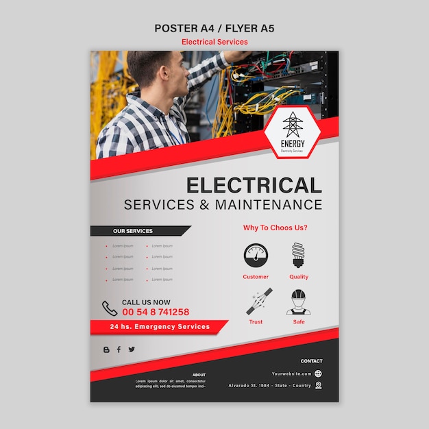 Free PSD | Electrical services poster design