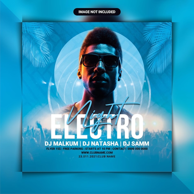 Electro dj night party flyer template