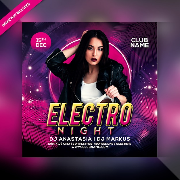 Premium PSD | Electro night party flyer