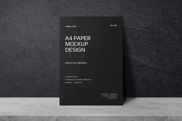 Premium PSD | Elegant a4 paper mockup on marble surface and dark ...