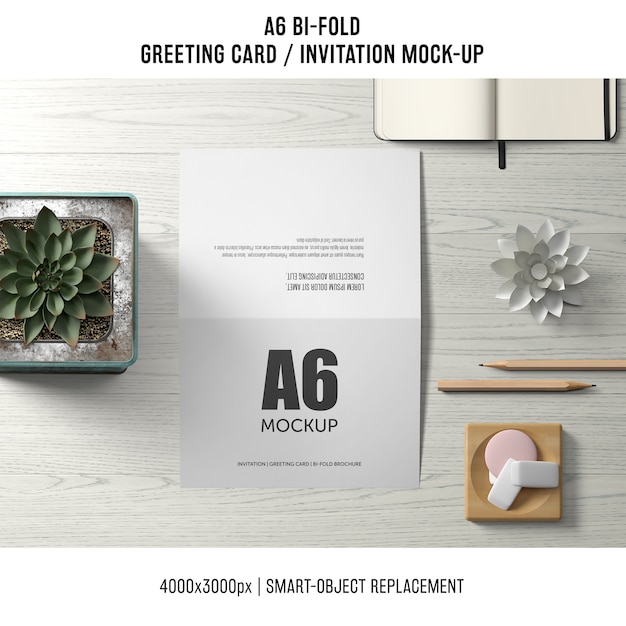 Download Elegant a6 bi-fold greeting card template | Free PSD File