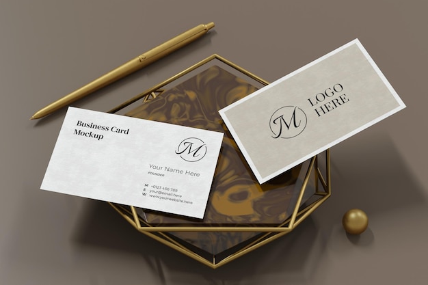  Elegant business card mockup design in 3d rendering