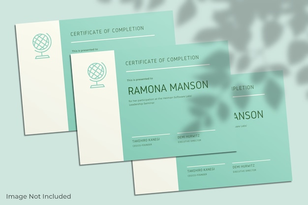 Download Premium PSD | Elegant certificate mockup with leaf shadow