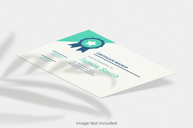 Download Premium PSD | Elegant certificate mockup with shadow overlay