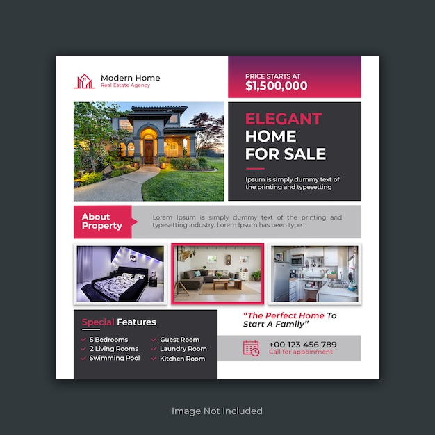 Elegant home for sale post | Premium PSD File