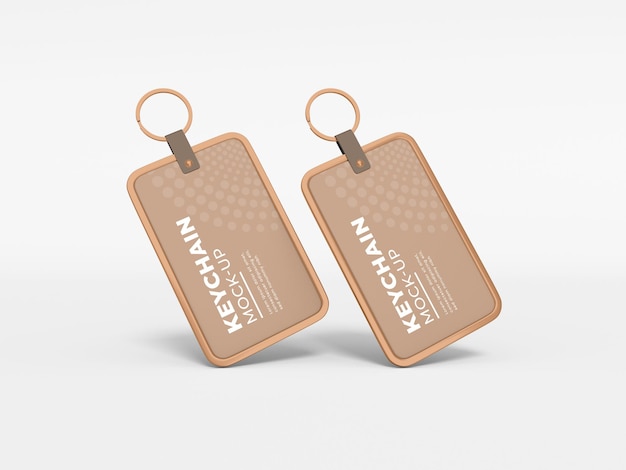 Free PSD | Elegant metal border leather keychain mockup