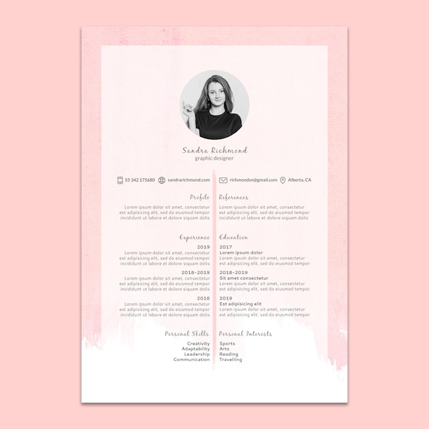 elegant resume template with watercolor details psd file