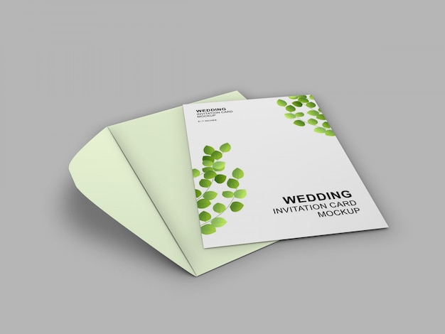 Download Premium Psd Elegant Simple And Clean Wedding Card With Envelope Mockup Template