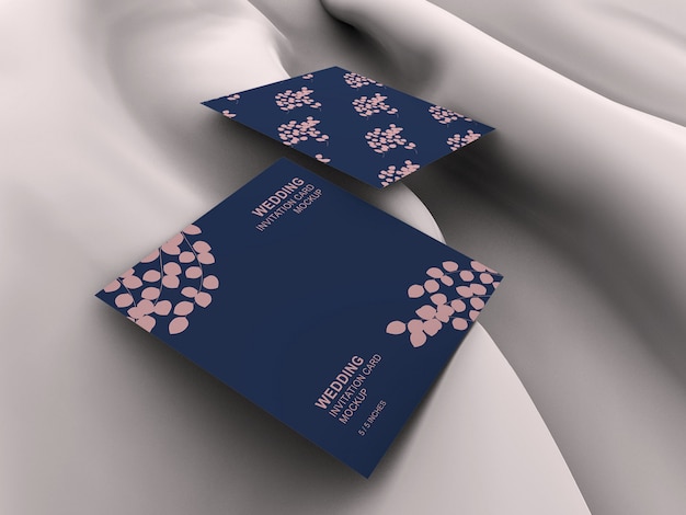 Download Elegant square card wedding invitation card mockup ...