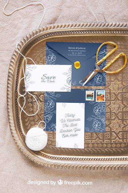Elegant wedding invitation mockup PSD file | Free Download