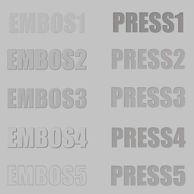 Photoshopテキスト効果のエンボスとプレスレイヤースタイル プレミアムpsdファイル