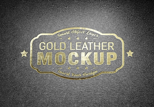 Download Embossed gold logo mockup on black leather | Premium PSD File