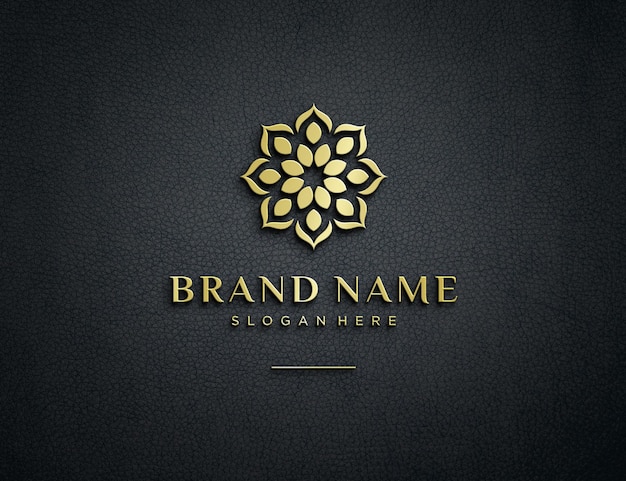 Download Premium PSD | Embossed gold logo mockup on textured leather