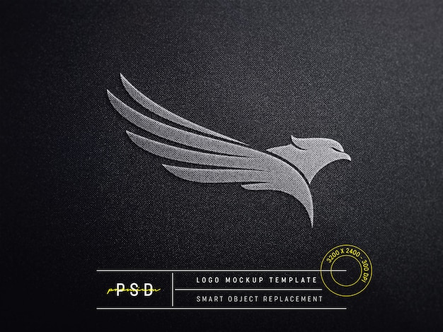 Embossed logo mockup on black fabric Premium Psd