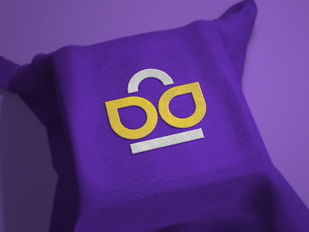 Download Premium PSD | Embroidered logo mockup on fabric above square surface