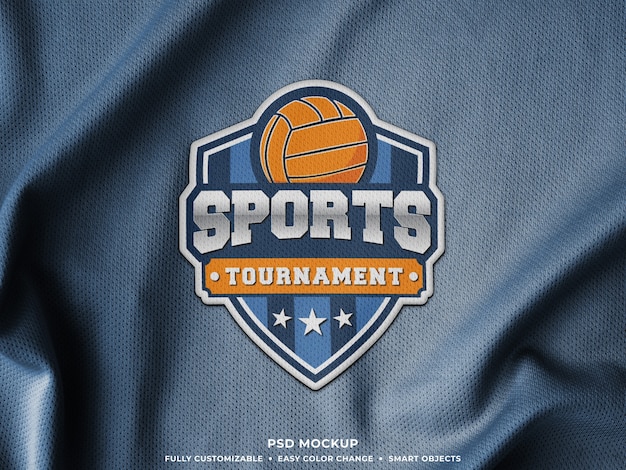 Premium PSD | Embroidery logo patch mockup on sports jersey fabric
