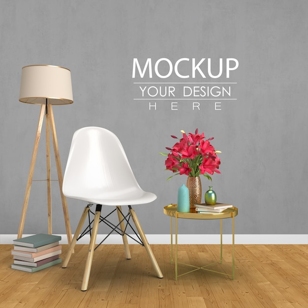 Download Free PSD | Empty wall mock up with home decorating in the ...