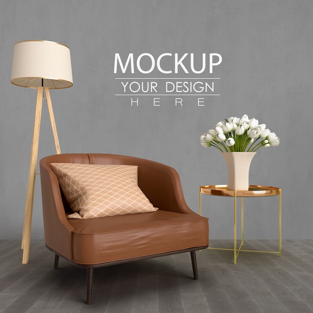 Download Free PSD | Empty wall mock up with home decorating in the ...