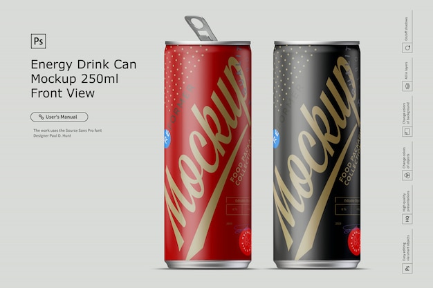 Download Energy drink can mockup front view | Premium PSD File