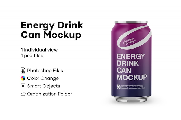 Download Energy drink can mockup | Premium PSD File