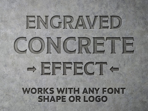 Engraved concrete text effect mockup Premium Psd