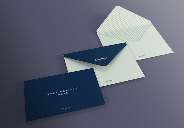 Download Premium Psd Envelope Mockup Design With Dark Purple Background