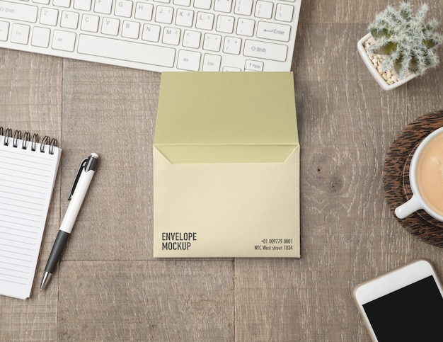 Download Envelope mockup on desk PSD file | Premium Download