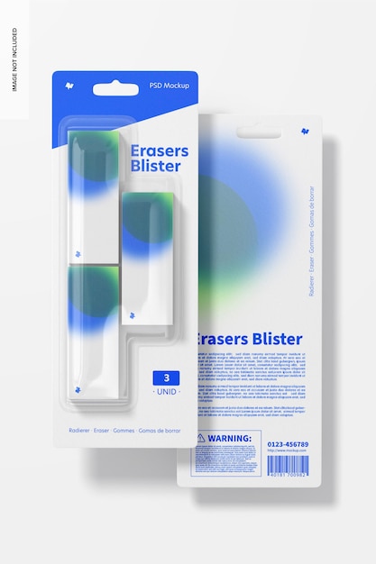 Download Free Psd Erasers Blister Mockup Top View