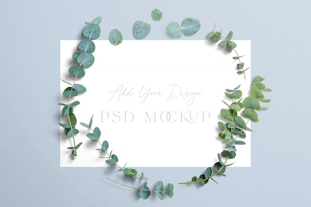 Free PSD Eucalyptus branches with sign template