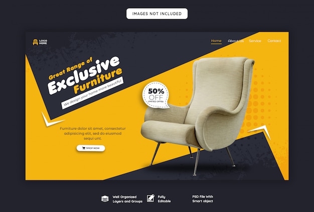 Exclusive furniture sale landing page template Premium Psd
