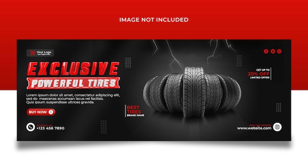  Exclusive powerful tires facebook cover banner template design Premium Psd