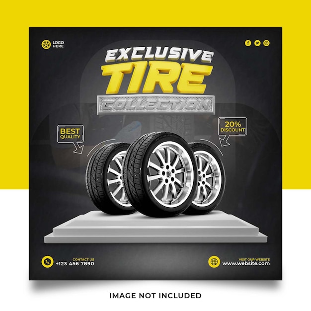  Exclusive tire collection social media post template Premium Psd