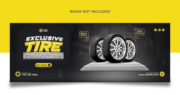  Exclusive tires collection facebook cover banner template Premium Psd