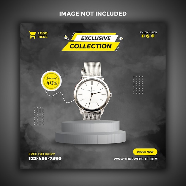 Premium PSD | Exclusive watch sale social media post banner template design