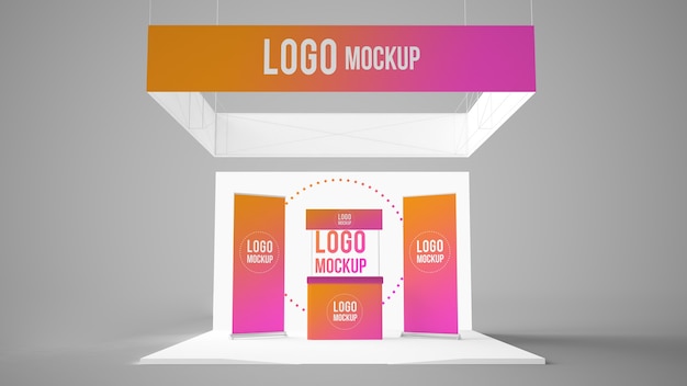 Download Premium PSD | Exhibition booth 3d mockup isolated