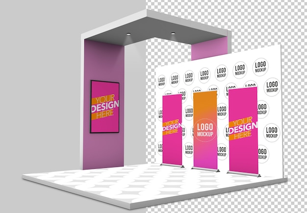 Download Premium PSD | Exhibition booth mockup isolated