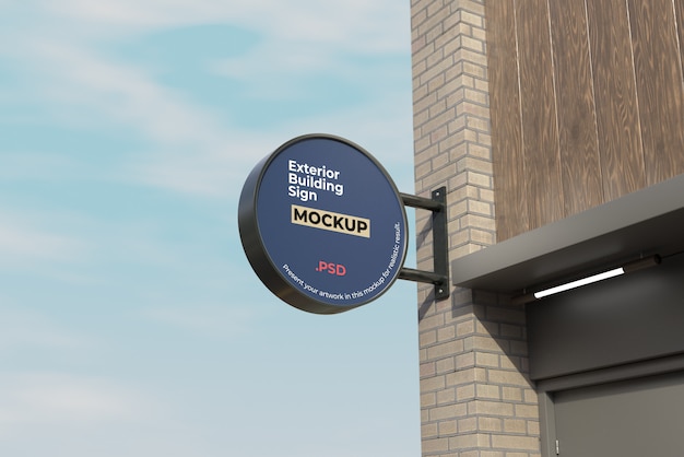 Download Exterior building sign mockup circle style | Premium PSD File