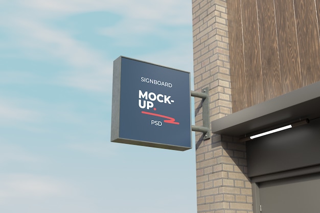 Download Premium PSD | Exterior building sign mockup square style