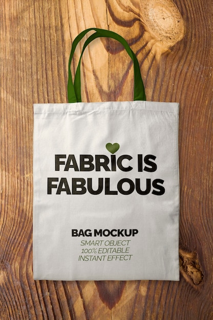 Download Free PSD | Fabric bag with green handles mockup