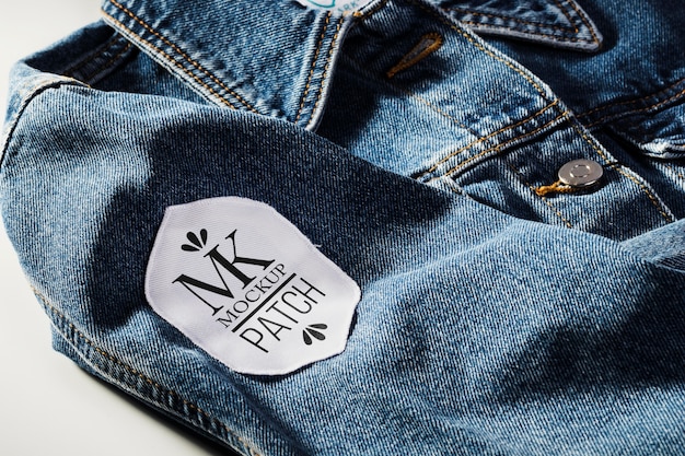 Download Free PSD | Fabric clothing patch mock-up on denim material