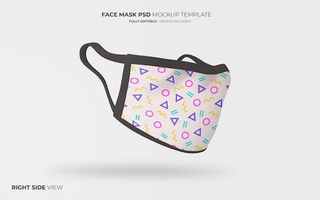 Free PSD | Face mask mockup in righ side view