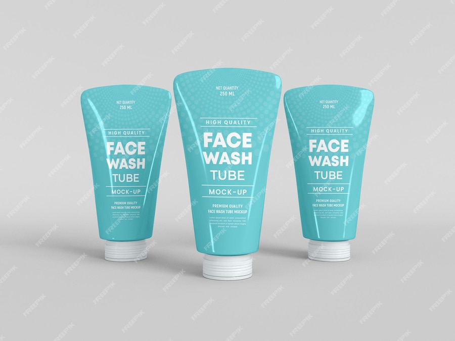 Premium PSD | Face wash tube packaging mockup