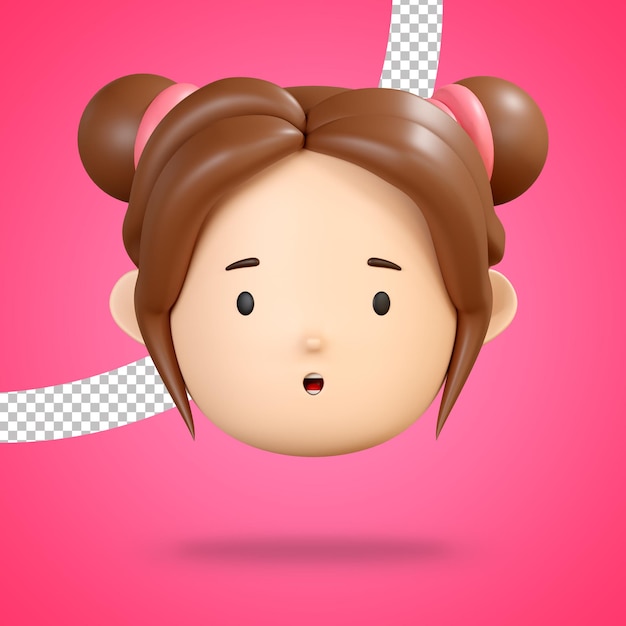 Premium PSD | Face with open mouth for shocked emoji of girl character