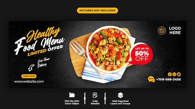 Premium PSD | Facebook cover banner template for food and restaurant