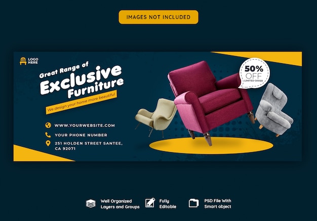 Facebook cover banner template for furniture sale PSD file | Premium Download