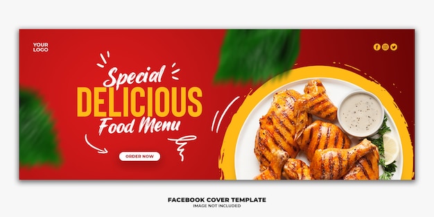 Premium PSD | Facebook cover banner template special food menu chicken